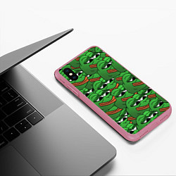 Чехол iPhone XS Max матовый Pepe The Frog, цвет: 3D-малиновый — фото 2