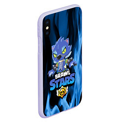 Чехол iPhone XS Max матовый BRAWL STARS LEON ОБОРОТЕНЬ, цвет: 3D-светло-сиреневый — фото 2