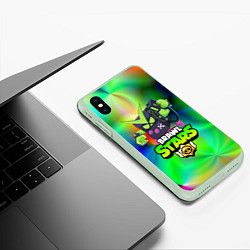 Чехол iPhone XS Max матовый BRAWL STARS VIRUS 8-BIT, цвет: 3D-салатовый — фото 2