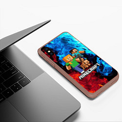 Чехол iPhone XS Max матовый Minecraft Майнкрафт, цвет: 3D-коричневый — фото 2