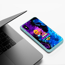 Чехол iPhone XS Max матовый BRAWL STARS SANDY, цвет: 3D-мятный — фото 2