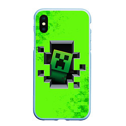 Чехол iPhone XS Max матовый MINECRAFT, цвет: 3D-голубой