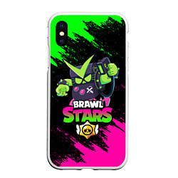 Чехол iPhone XS Max матовый BRAWL STARS VIRUS 8-BIT, цвет: 3D-белый