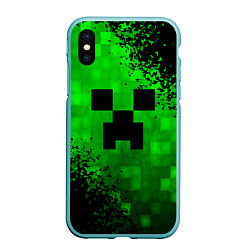 Чехол iPhone XS Max матовый MINECRAFT, цвет: 3D-мятный