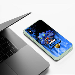 Чехол iPhone XS Max матовый Brawl Stars LEON, цвет: 3D-салатовый — фото 2