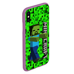 Чехол iPhone XS Max матовый MINECRAFT, цвет: 3D-фиолетовый — фото 2