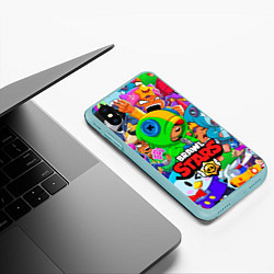 Чехол iPhone XS Max матовый BRAWL STARS LEON, цвет: 3D-мятный — фото 2