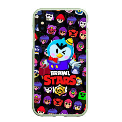 Чехол iPhone XS Max матовый BRAWL STARS MRP, цвет: 3D-салатовый