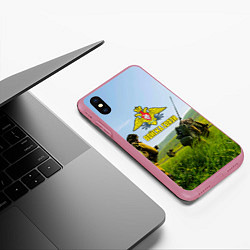 Чехол iPhone XS Max матовый Войска связи, цвет: 3D-малиновый — фото 2