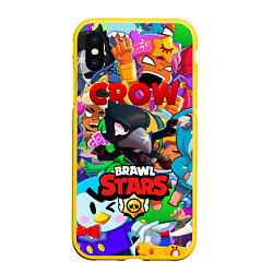 Чехол iPhone XS Max матовый BRAWL STARS CROW, цвет: 3D-желтый