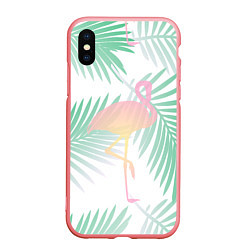 Чехол iPhone XS Max матовый Фламинго в джунглях