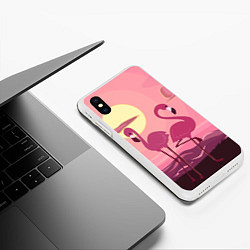 Чехол iPhone XS Max матовый Фламинго, цвет: 3D-белый — фото 2