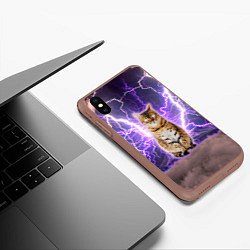 Чехол iPhone XS Max матовый Котушка Теслы, цвет: 3D-коричневый — фото 2