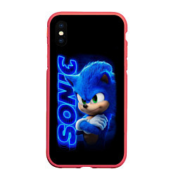 Чехол iPhone XS Max матовый SONIC, цвет: 3D-красный