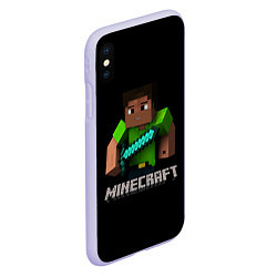 Чехол iPhone XS Max матовый MINECRAFT, цвет: 3D-светло-сиреневый — фото 2