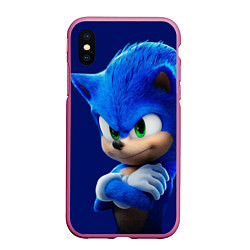 Чехол iPhone XS Max матовый SONIC, цвет: 3D-малиновый