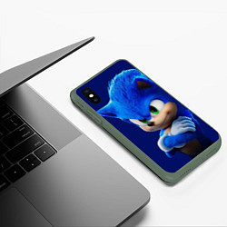 Чехол iPhone XS Max матовый SONIC, цвет: 3D-темно-зеленый — фото 2