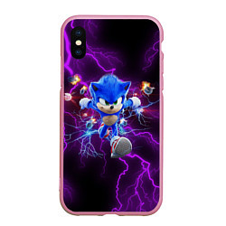 Чехол iPhone XS Max матовый SONIC, цвет: 3D-розовый