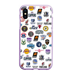 Чехол iPhone XS Max матовый NBA Pattern, цвет: 3D-сиреневый