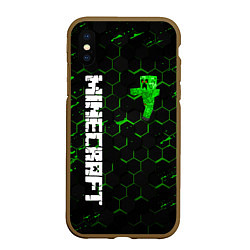 Чехол iPhone XS Max матовый MINECRAFT, цвет: 3D-коричневый