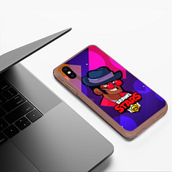 Чехол iPhone XS Max матовый Brawl stars Брок, цвет: 3D-коричневый — фото 2