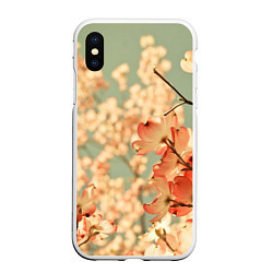 Чехол iPhone XS Max матовый Flowers, цвет: 3D-белый