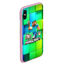 Чехол iPhone XS Max матовый MINECRAFT, цвет: 3D-розовый — фото 2