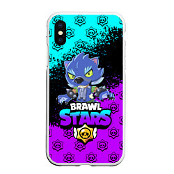 Чехол iPhone XS Max матовый Brawl stars leon оборотень, цвет: 3D-белый