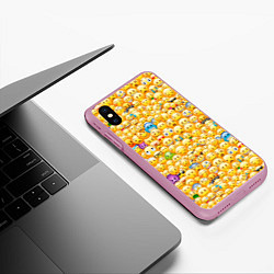 Чехол iPhone XS Max матовый Смайлики Emoji, цвет: 3D-розовый — фото 2