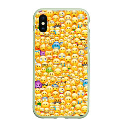 Чехол iPhone XS Max матовый Смайлики Emoji, цвет: 3D-салатовый