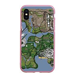 Чехол iPhone XS Max матовый San andreas, цвет: 3D-розовый