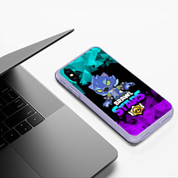 Чехол iPhone XS Max матовый Brawl stars leon оборотень, цвет: 3D-светло-сиреневый — фото 2