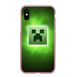 Чехол iPhone XS Max матовый MINECRAFT, цвет: 3D-розовый