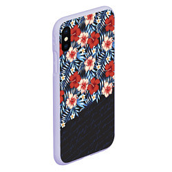 Чехол iPhone XS Max матовый Flowers with inscriptions, цвет: 3D-светло-сиреневый — фото 2