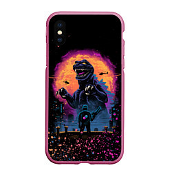 Чехол iPhone XS Max матовый GODZILLA, цвет: 3D-малиновый