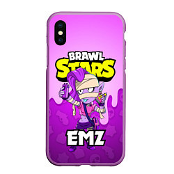 Чехол iPhone XS Max матовый BRAWL STARS EMZ, цвет: 3D-фиолетовый