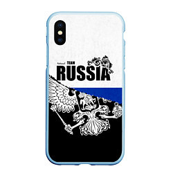 Чехол iPhone XS Max матовый Russia, цвет: 3D-голубой