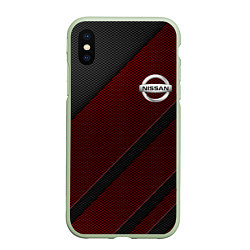 Чехол iPhone XS Max матовый Nissan, цвет: 3D-салатовый