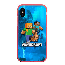 Чехол iPhone XS Max матовый Minecraft Майнкрафт, цвет: 3D-красный