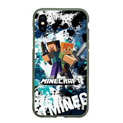 Чехол iPhone XS Max матовый Minecraft Майнкрафт, цвет: 3D-темно-зеленый