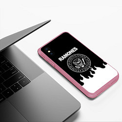 Чехол iPhone XS Max матовый RAMONES, цвет: 3D-малиновый — фото 2