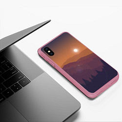 Чехол iPhone XS Max матовый Горы, цвет: 3D-малиновый — фото 2