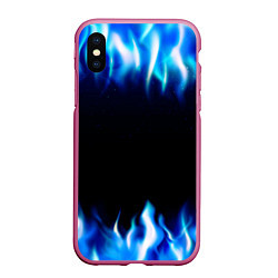 Чехол iPhone XS Max матовый Синий Огонь