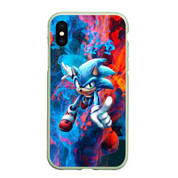 Чехол iPhone XS Max матовый SONIC, цвет: 3D-салатовый