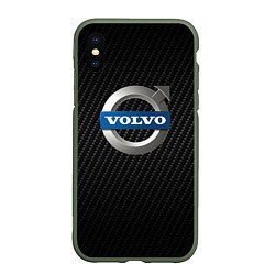 Чехол iPhone XS Max матовый VOLVO, цвет: 3D-темно-зеленый