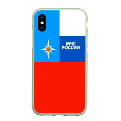 Чехол iPhone XS Max матовый Флаг МЧС России, цвет: 3D-салатовый