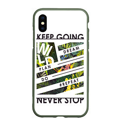 Чехол iPhone XS Max матовый Off-White: Keep Going, цвет: 3D-темно-зеленый