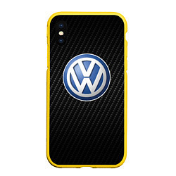 Чехол iPhone XS Max матовый Volkswagen Logo, цвет: 3D-желтый