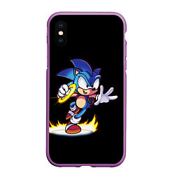 Чехол iPhone XS Max матовый Sonic, цвет: 3D-фиолетовый