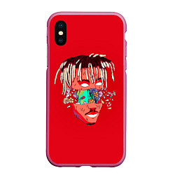 Чехол iPhone XS Max матовый Juice WRLD, цвет: 3D-малиновый